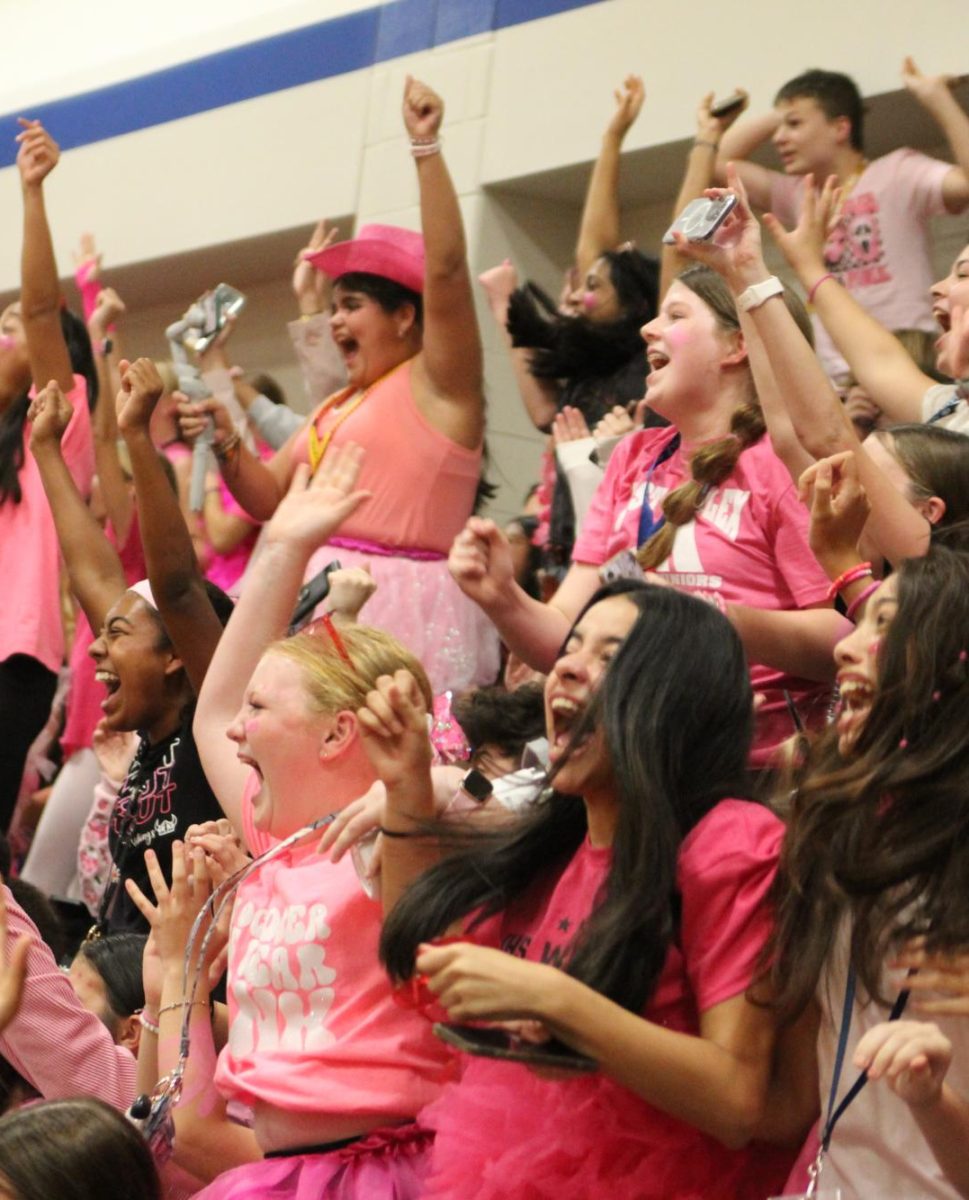 NHS students screaming with excitement at the Homecoming Pep Rally.